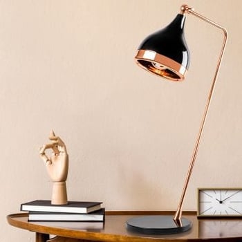 Opviq Lampe de table | Corps en métal | Capuchon en métal | Cuivre noir