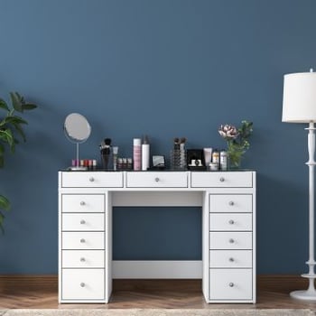 BJ105 - 2716 Coiffeuse | 100 % MÉLAMINE | Blanc