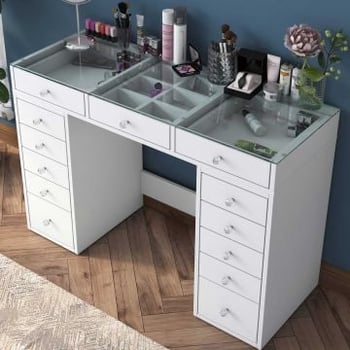 Table de maquillage Maxima - 45x120x80 cm - MDF/blanc 