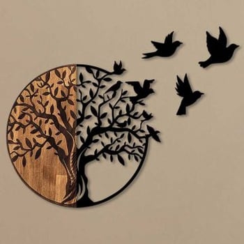 Skyler Accessoire mural décoratif en bois | Bois et métal | 92 x 3 x 71 cm
