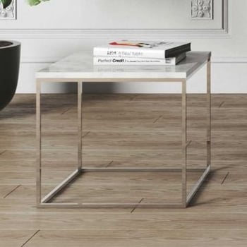 Table d'appoint Gleam 50x50 - marbre blanc/chrome