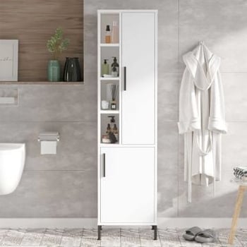 Locelso Armoire multifonctionnelle Mélamine blanche Epaisseur 18mm Cadre métallique