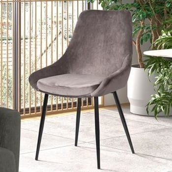 Chaise Mirano métal/velours - gris