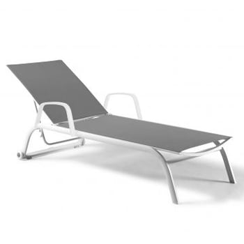 Bain de soleil avec accoudoir Ebru - blanc/gris clair