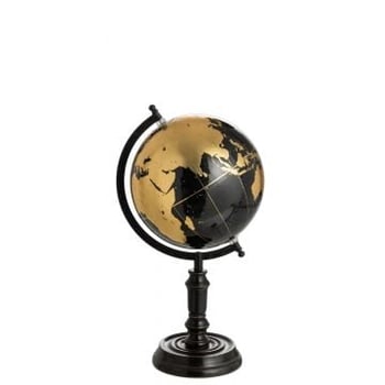 Globe sur pied bois noir/or medium