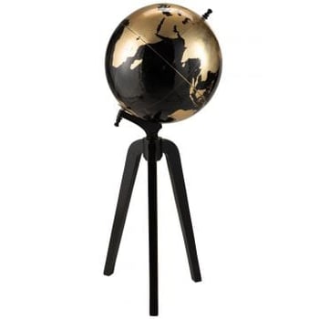 Globe sur pied bois noir/or extra large