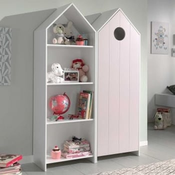 Armoire 2 pièces Casami - 115x37x172 cm - Blanc/rose 