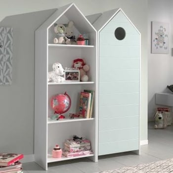 Armoire 2 pièces Casami - 115x37x172 cm - Blanc/vert menthe