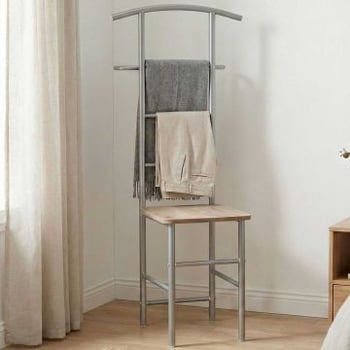 Porte-vêtements avec siège | 46 x 46 x 109 cm | Capacité de charge de 90 kg