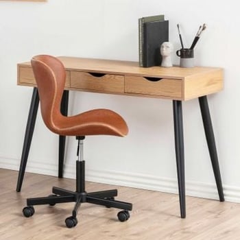 Console/bureau Jupiter 110 cm 3 tiroirs - chêne sauvage/noir