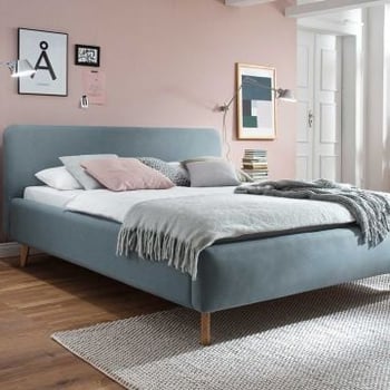 Lit en tissu Tony 140x200 - bleu glacier