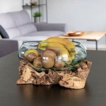 San Marino Goutte d'eau Bois de teck et verre Nature H20 cm