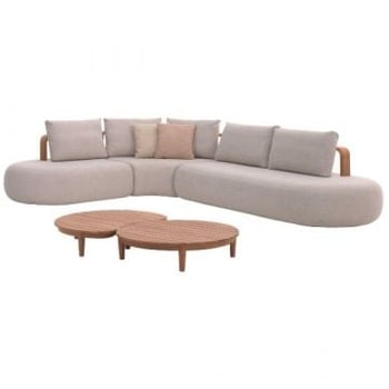 Ensemble salon de jardin Mila | Fauteuil, canapé d'angle, canapé deux places, table basse | Gris clair