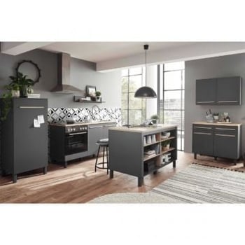 Combinaison de cuisine Bilberry | Meuble réfrigérateur, meubles bas, meuble haut, table de bar | Anthracite