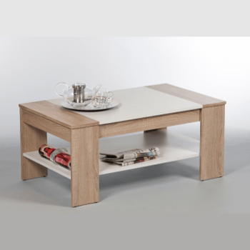 Table basse Phinney 100cm - chêne/blanc 