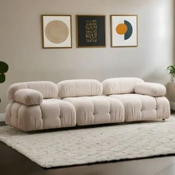 Canapé trois places Del Sofa | 288 x 95 x 75 cm | Design crème