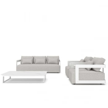 Salon de jardin Raphael aluminium et agora - blanc/gris