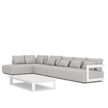 Salon de jardin Raphael gauche aluminium et agora - blanc/gris