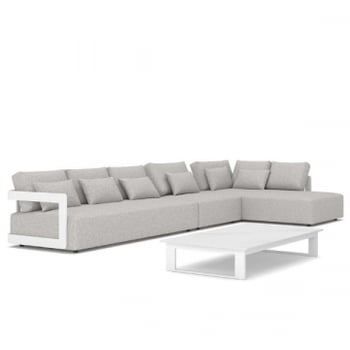 Salon de jardin Raphael droite aluminium et agora - blanc/gris