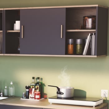 Meuble haut Arlette 120 cm-chêne Kronberg/noir mat