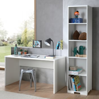Combinaison London avec bureau et bibliothèque-blanc