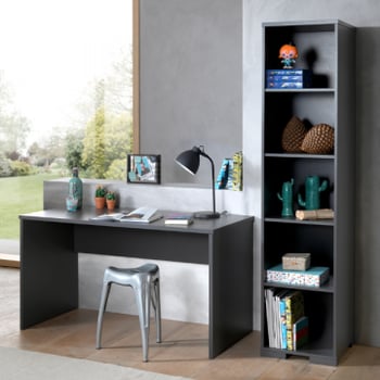 Combinaison London avec bureau et bibliothèque-anthracite