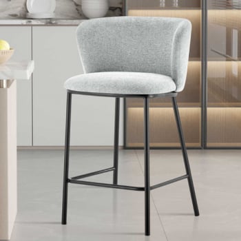 Tabouret de bar Arthur | 53 x 50,5 x 88,5 cm | Gris clair