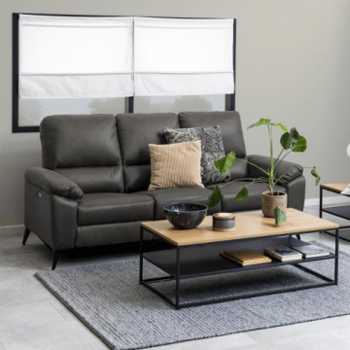 Fauteuil relax 3 places Rana, tissu gris, motorisé, 215x99x103 cm