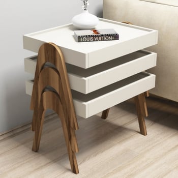Set de table Woody Fashion - 48x35x42 cm - Noyer/crème