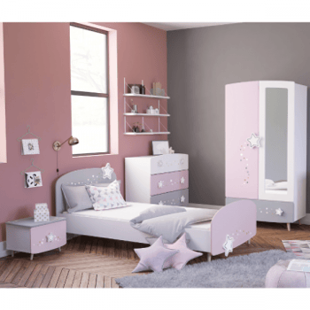 Chambre d'enfant Stellar: lit 90x190cm, chevet, commode, armoire