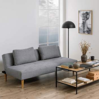 Canapé lit Lucca - 180x86x74 cm - tissu Malmo/gris clair
