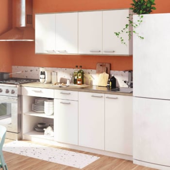 Kitchenette Chef avec espace pour four, plaque de cuisson et évier - blanc/décor chêne