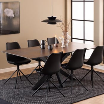 Table de salle à manger Hennie 200x100cm - plateau céramique - brun rouille
