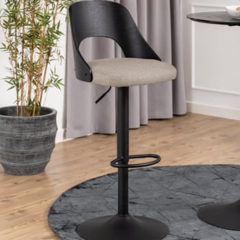 Tabouret de bar Lucy - réglable - placage de chêne noir - beige