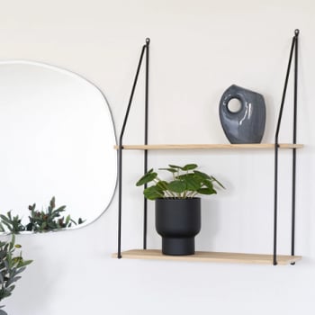 Étagère Haag - Acier et bois noir/naturel - 55x21 cm