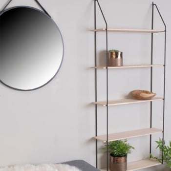 Etagère Eindhoven à 5 niveaux - Noir/Naturel | 65x17x145 cm