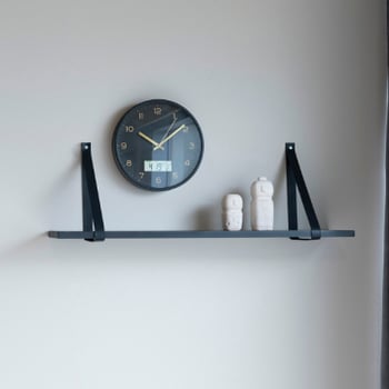Etagère murale noire Forno avec sangles en cuir