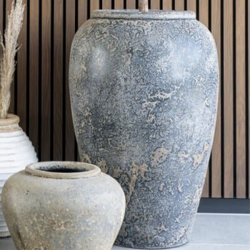 Pot de décoration Capelo en terre cuite grise - Ø66x85 cm