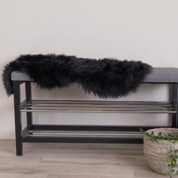Peau d'agneau noire luxueuse 50x85 cm Polyester