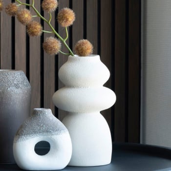 Vase rond en céramique beige Ø14.5x26.5cm