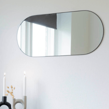 Miroir ovale en acier noir 35x80 cm