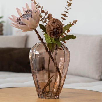 Vase en verre - Ø22x29 cm - brun