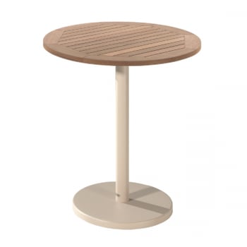 Table de jardin Cardiff - Ø70x75cm - aluminium - beige/bois teck