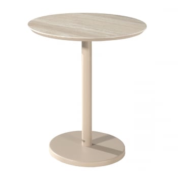 Table de jardin Cardiff - Ø70x75cm - aluminium - beige/travertin