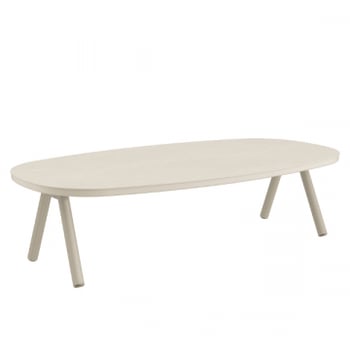 Table de salon pour jardin Midleton - 130x70x30cm - aluminium - travertin