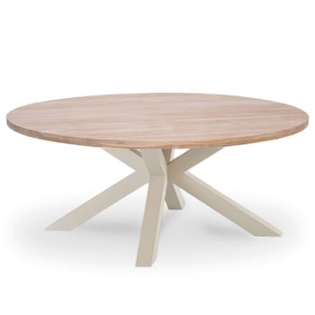 Table de jardin Feliz - Ø180x75cm - bois teck/aluminium beige