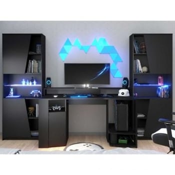 Ensemble de bureau de jeu | Bureau de jeu et deux bibliothèques