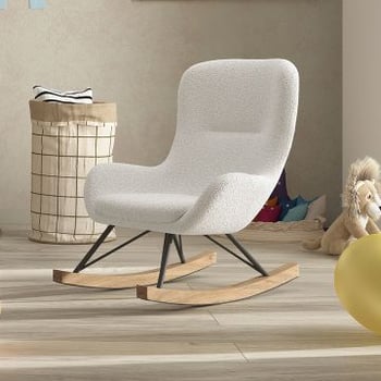 Fauteuil à bascule pour enfants Rocky - 66x56x69 cm - Bouclé/blanc 