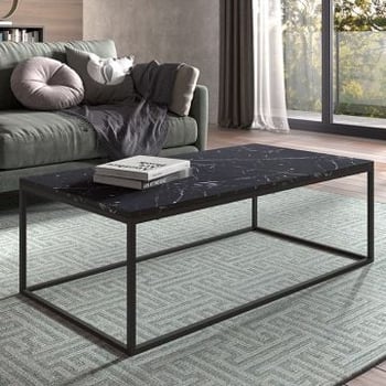 Seconde chance Table basse Antonio 60x120 industriel - marbre foncé