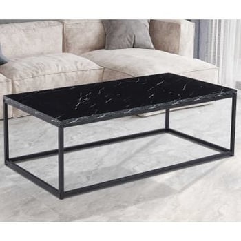 Table basse en décor marbre noir - Dallas | H-H 40 x L-L 120 x P-P 60 cm